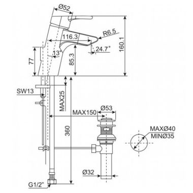 Vòi Lavabo Nóng Lạnh American Standard Active WF-3907