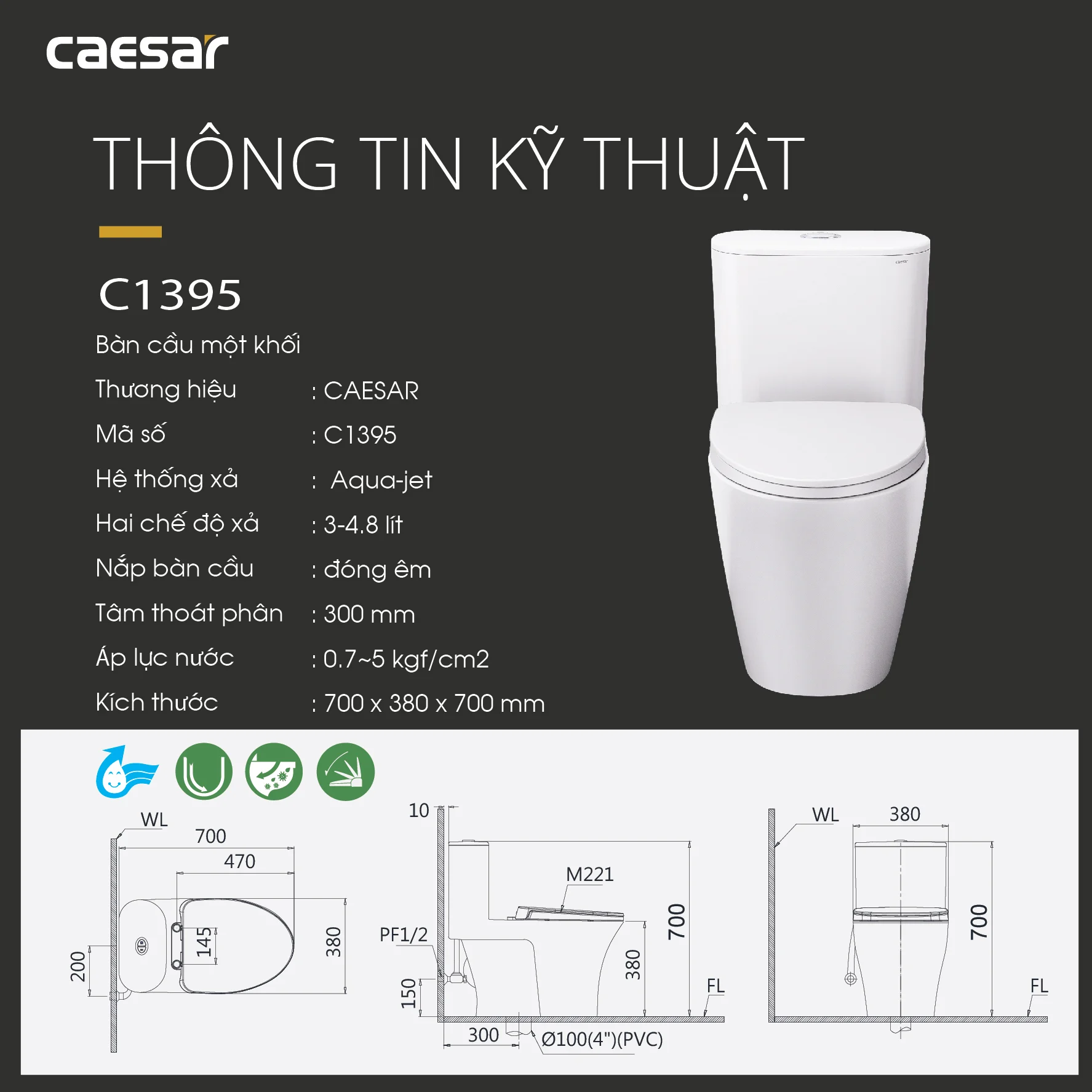 Tâm Xả Bồn Cầu Caesar CD1395 Là Bao Nhiêu? Cách Lắp Chuẩn 100%