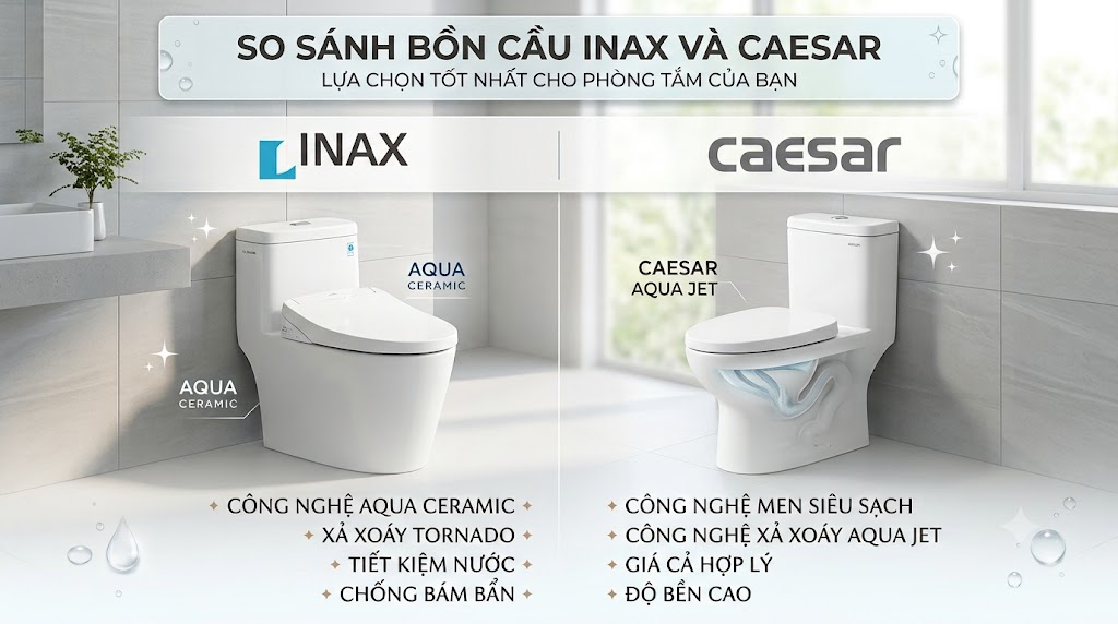 So Sánh Bồn Cầu Caesar Và Inax: Thương Hiệu Nào Đáng Tiền Hơn? (Cập Nhật 2026)