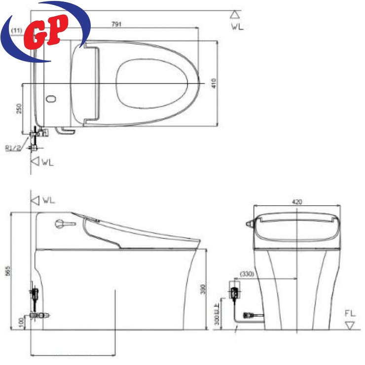 Bồn Cầu Điện Tử American Standard WP-5017 Aerozen G2