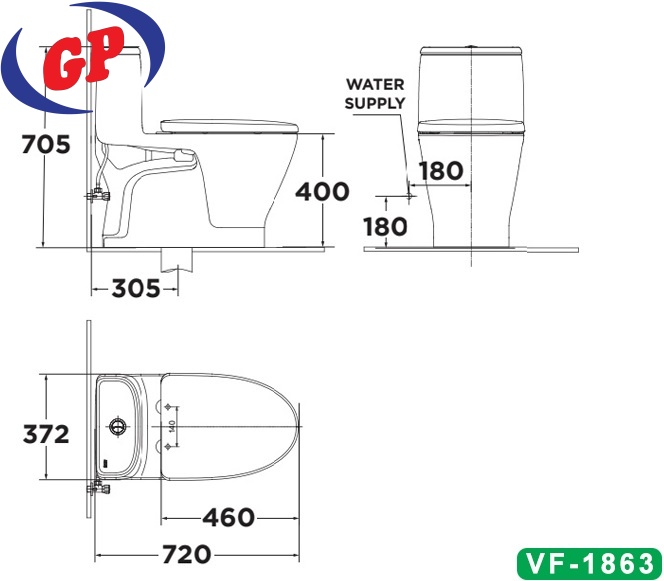 Bồn Cầu American Standard VF-1863 (VF1863) 1 Khối , Xả Xoáy Kép