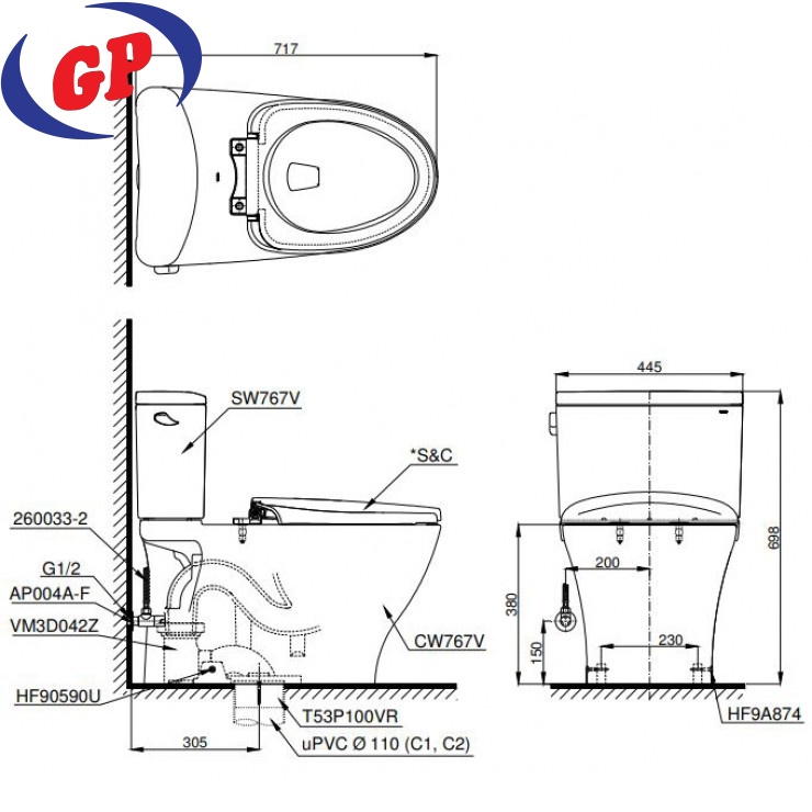 Bồn Cầu Điện Tử TOTO CS767RW7 (CS767W7) Nắp Rửa Washlet