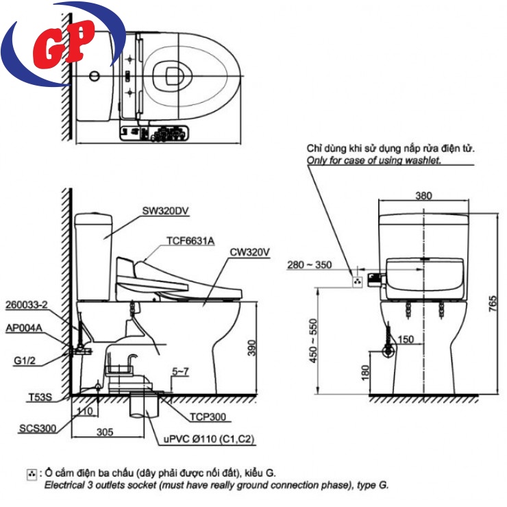 Bồn Cầu Điện Tử TOTO CS320DRW7 Nắp Rửa Washlet