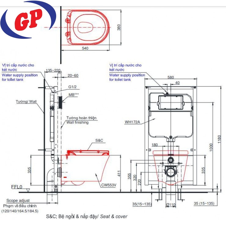 Bồn Cầu TOTO CW553C/TCF34570GAA/WH172AAT/MB174P#SS Nắp Điện Tử Treo Tường