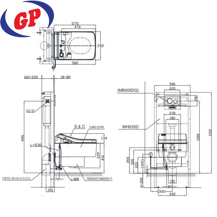 Bồn Cầu TOTO CW512YR/7EE0007/TCF403EA Treo Tường Nắp Điện Tử