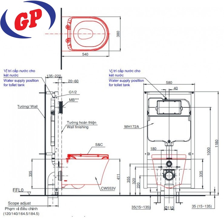 Bồn Cầu TOTO CW553/WH172A/TC384CVK/MB174P#WH Treo Tường