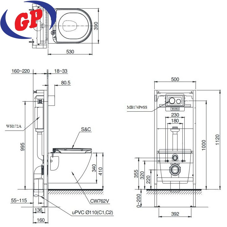 Bồn Cầu TOTO CW762/TC384CVK Treo Tường