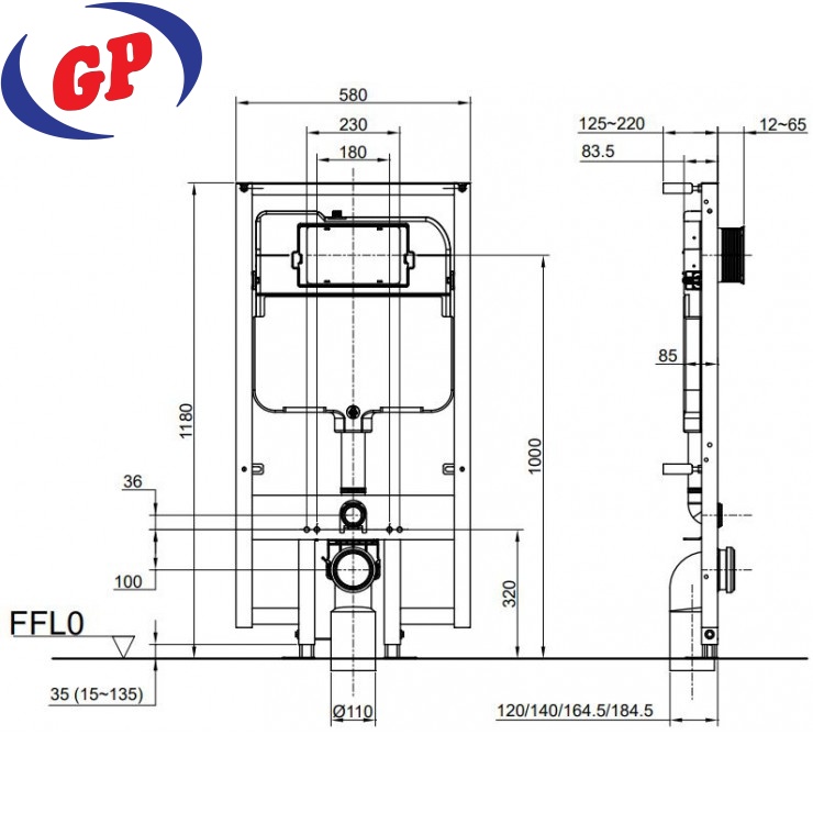 Két Nước Và Khung Âm Tường TOTO WH171A