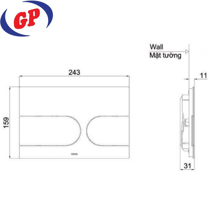 Nắp Đậy Nút Nhấn Xả TOTO MB175M#SS Màu Bạc