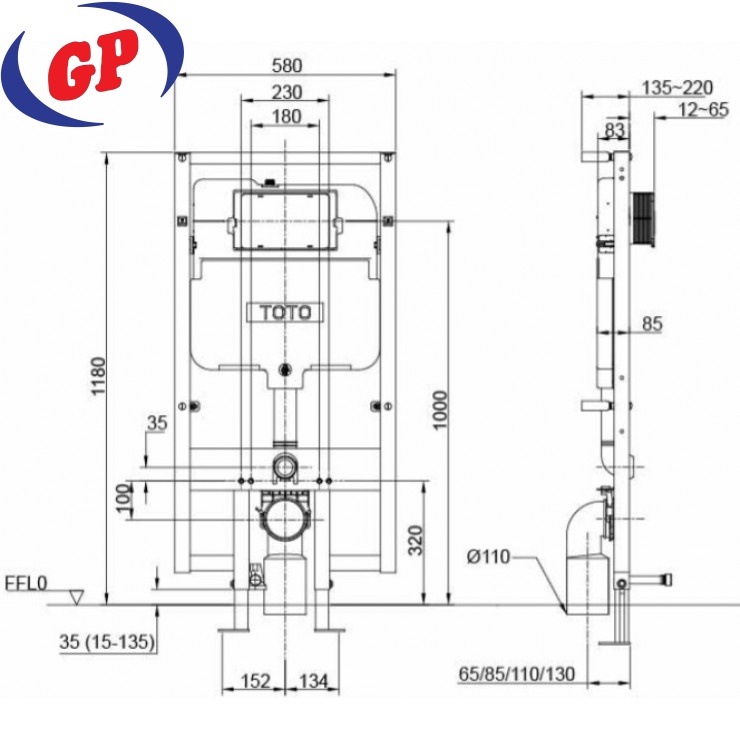 Két Nước Và Khung Âm Tường TOTO WH172AT