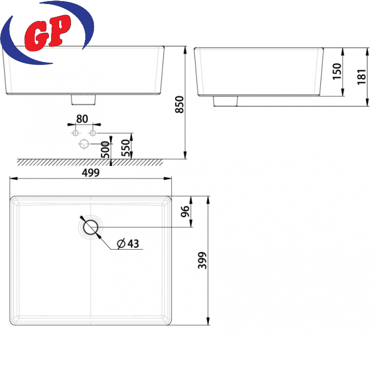 Chậu Lavabo American Square WP-F611 Đặt Bàn