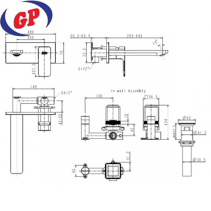 Vòi Lavabo Gắn Tường American Standard WF-1304 Acacia E