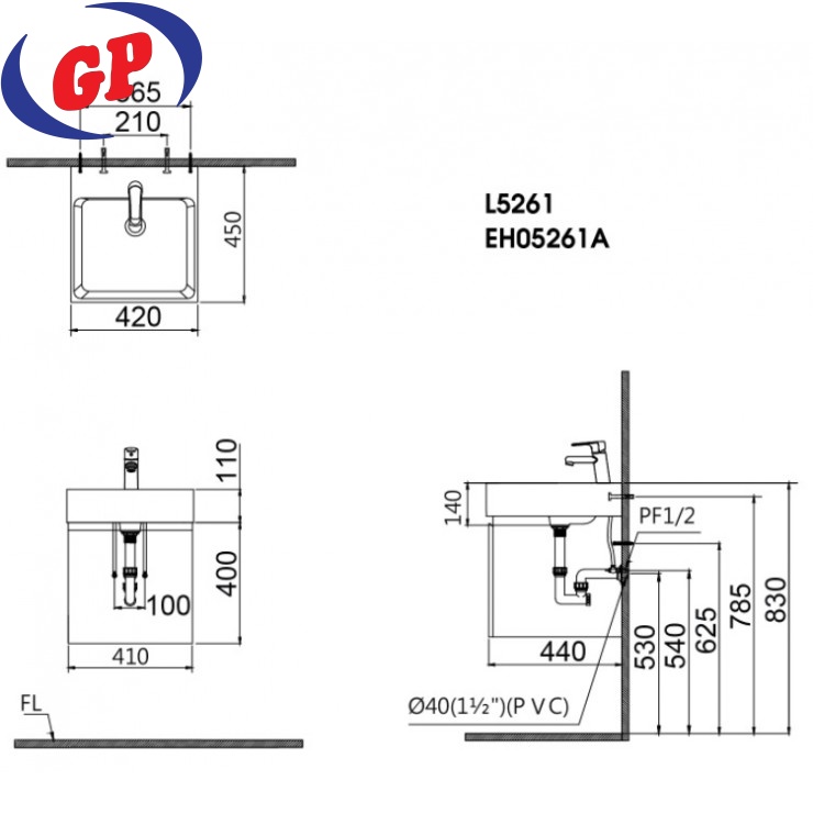 Bộ Tủ Lavabo Caesar LF5261/EH05261A