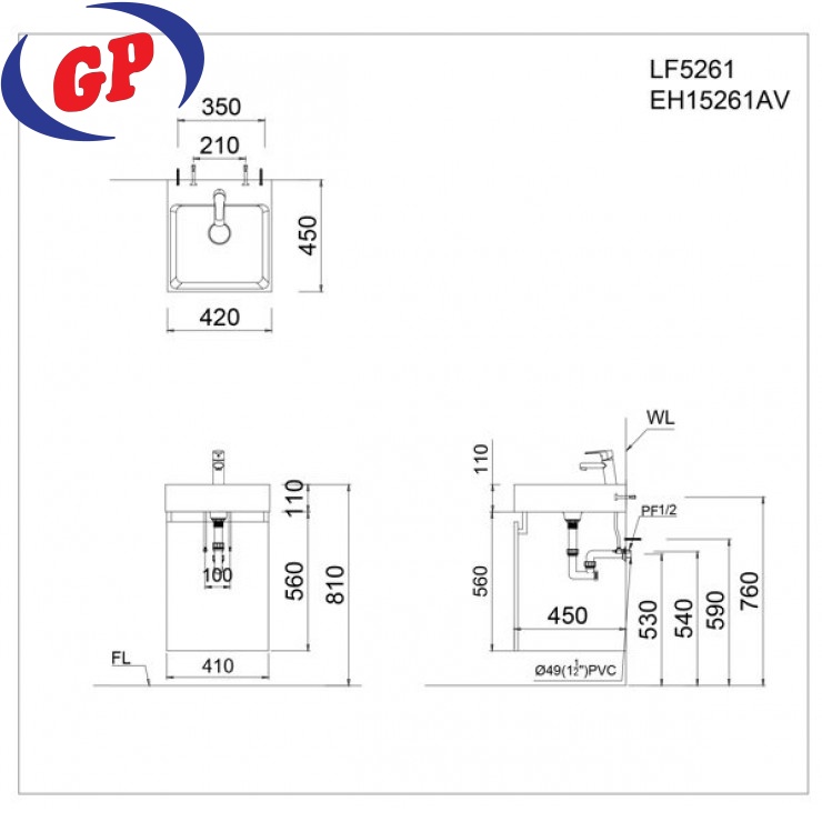 Bộ Tủ Lavabo Caesar LF5261/EH15261AV