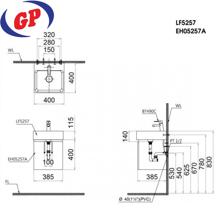 Bộ Tủ Lavabo Caesar LF5257/EH05257A