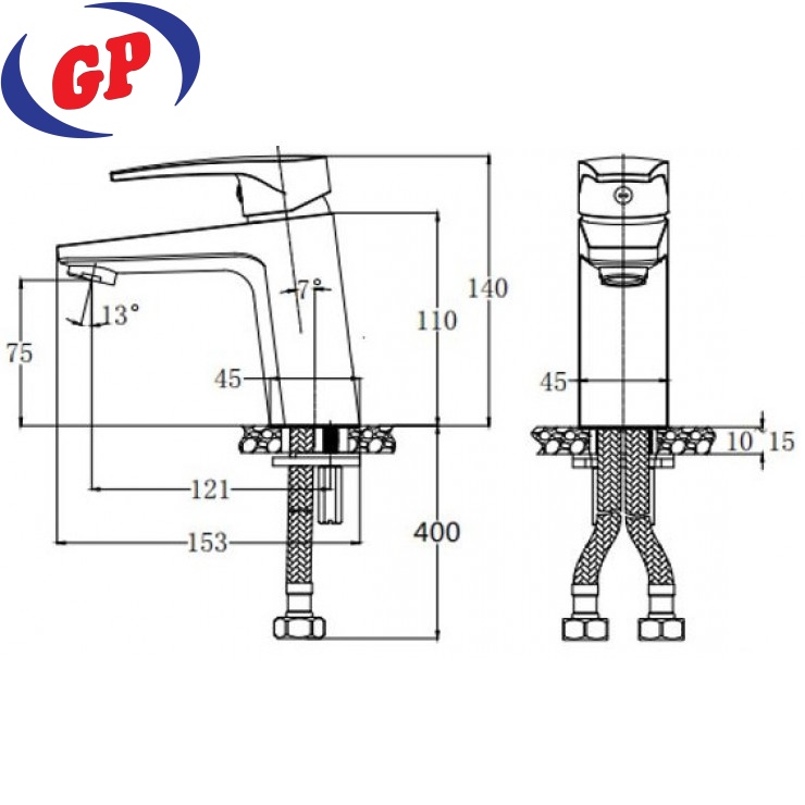 Vòi Nóng Lạnh Lavabo CAESAR B390CP - B390CU