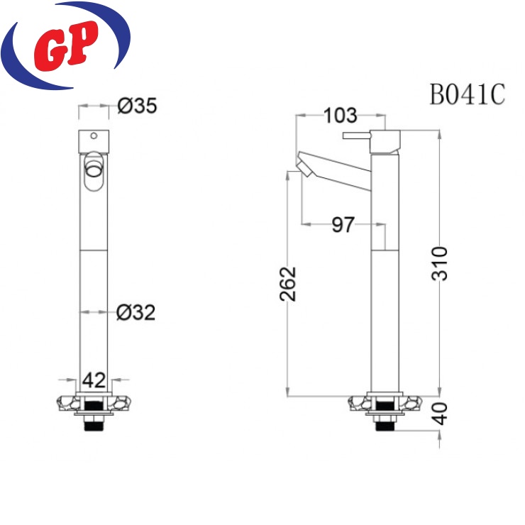 Vòi Lạnh Lavabo CAESAR B041CU Cao Cổ