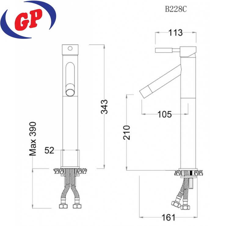 Vòi Nóng Lạnh Lavabo CAESAR B228CU (B228C) Cổ Cao