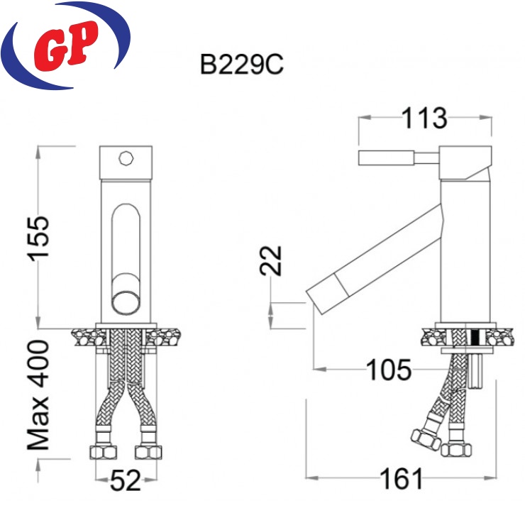 Vòi Nóng Lạnh Lavabo CAESAR B229CU (B229C)