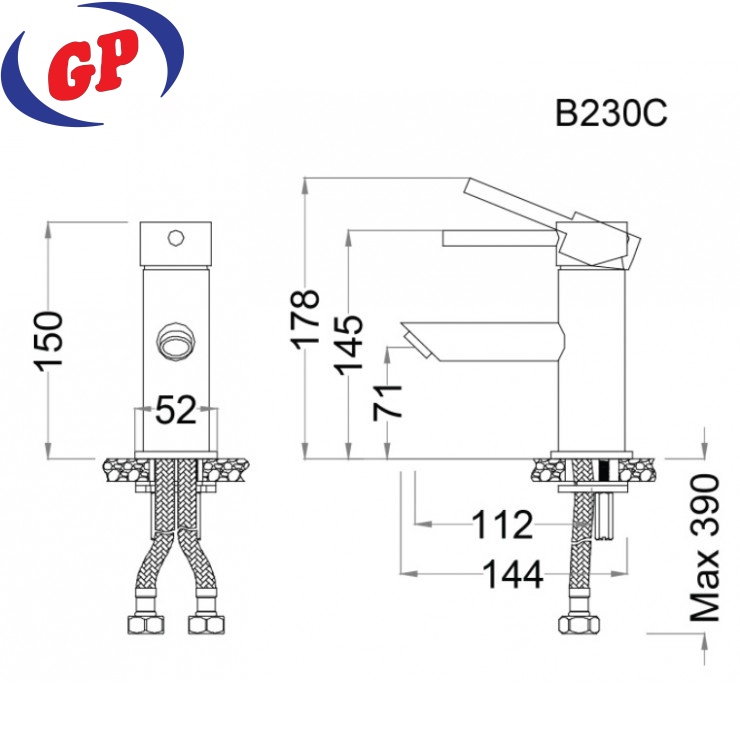 Vòi Nóng Lạnh Lavabo CAESAR B230CU (B230C) Xả Nhấn