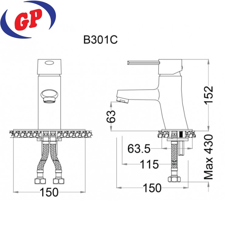 Vòi Nóng Lạnh Lavabo CAESAR B301C