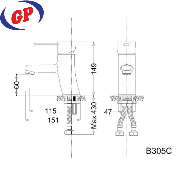 Vòi Nóng Lạnh Lavabo CAESAR B305CU (B305C)