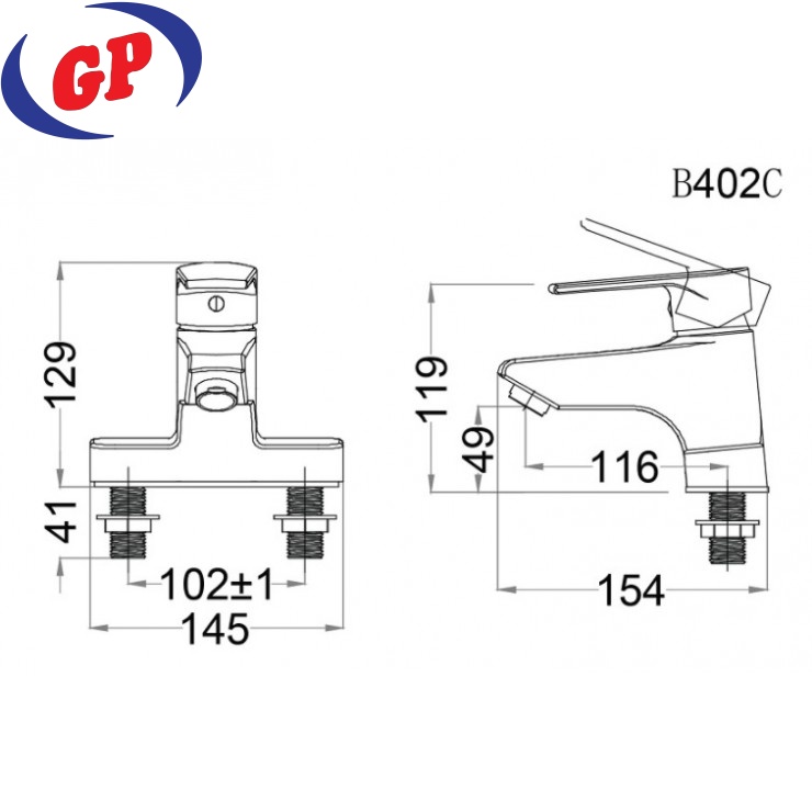 Vòi Nóng Lạnh Lavabo CAESAR B402CP Chậu 3 Lỗ