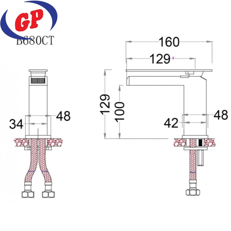 Vòi Đèn Nóng Lạnh Lavabo CAESAR B680CT Cao Cấp