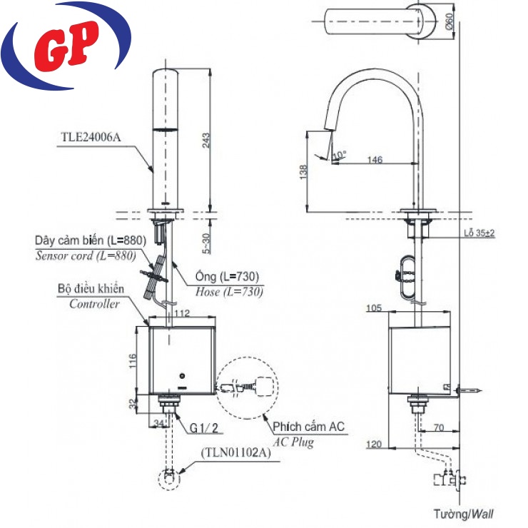 Vòi Lavabo Cảm Ứng TOTO TLE24006A Tự Động