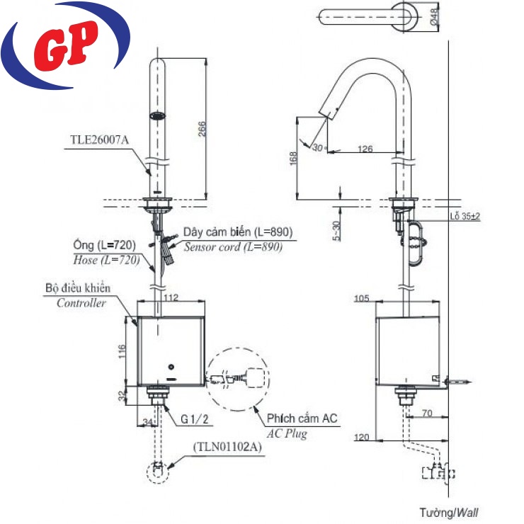 Vòi Lavabo Cảm Ứng TOTO TLE26007A/TLE04502A1/TLN01102A Thân Vừa Pin 2L