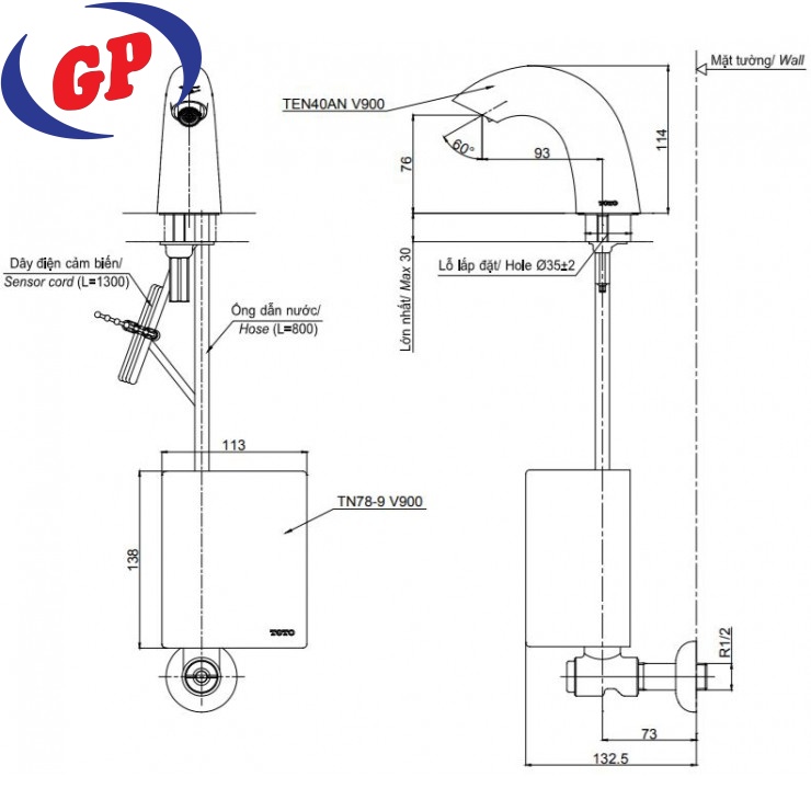 Vòi Cảm Ứng Lavabo TOTO TEN40ANV900/TN78-9V900/TVLF405