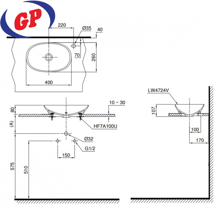 Chậu Rửa Mặt Lavabo TOTO LT4724#XW Đặt Bàn