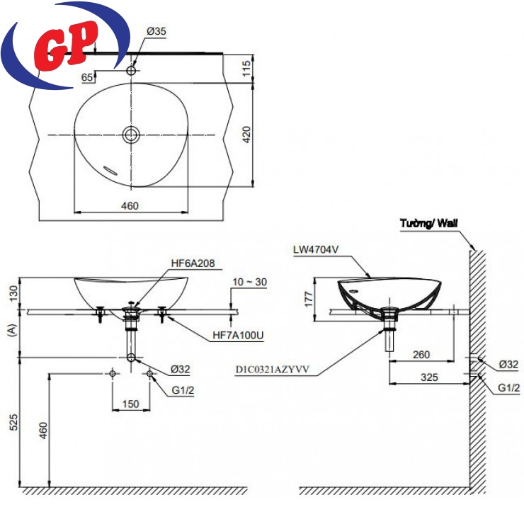 Chậu Rửa Lavabo TOTO LT4704MTG17#CMW Đặt Bàn