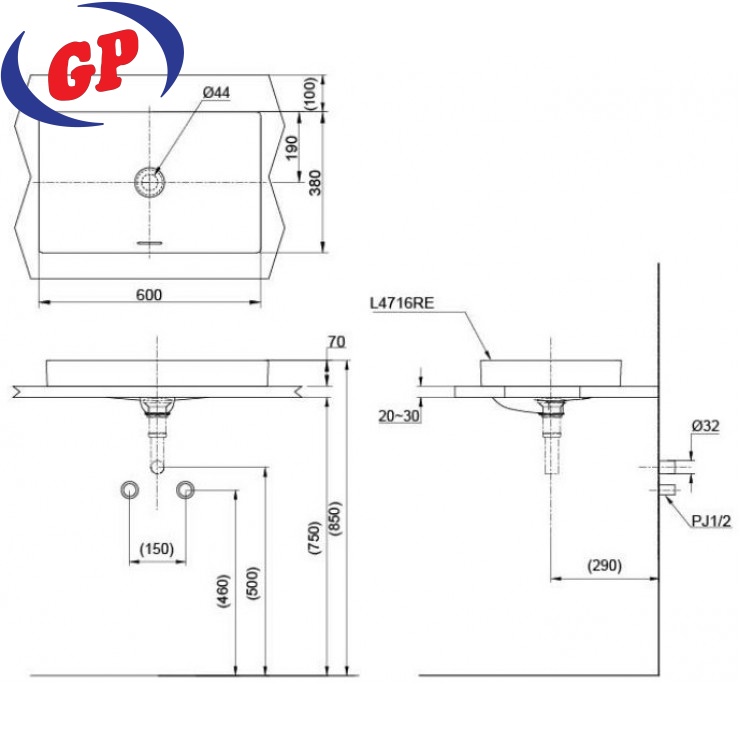 Chậu Rửa Mặt Lavabo TOTO LT4716MTG17#CMW Đặt Bàn