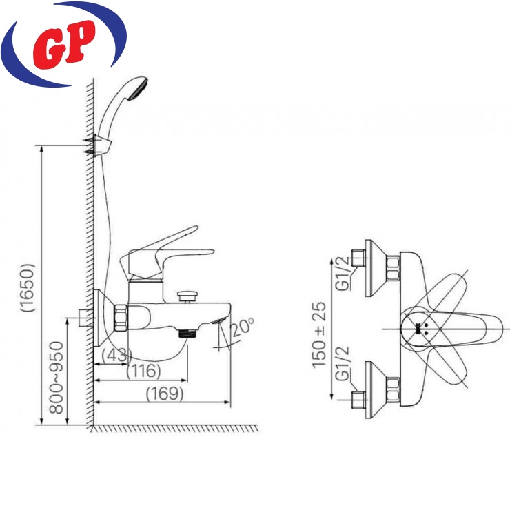 Vòi Sen Tắm Nóng Lạnh Inax BFV-1113S-8C Tay Sen Tăng Áp