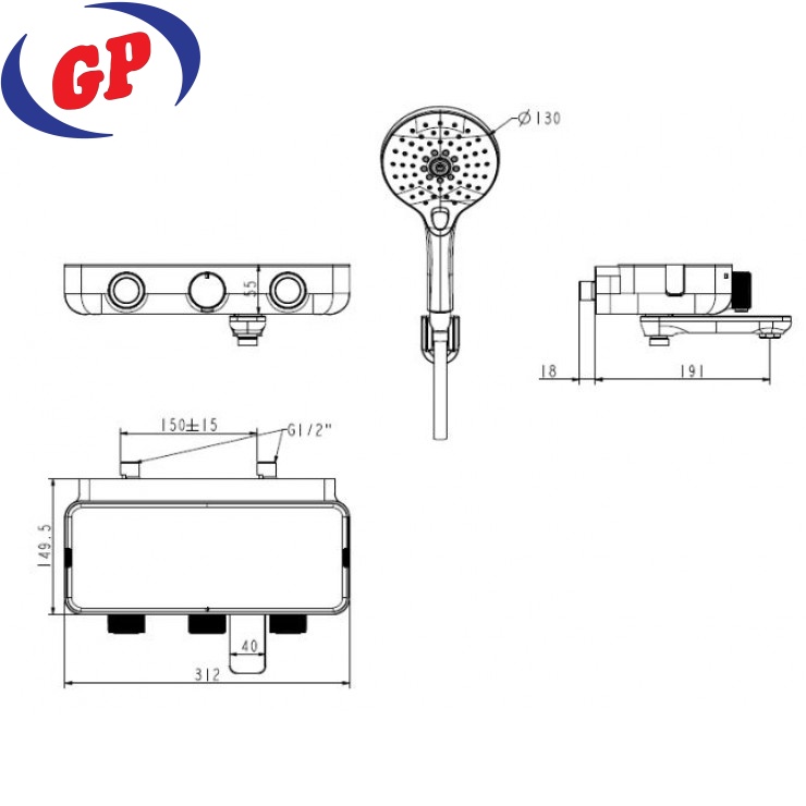 Sen Tắm American Standard WF-4954 EasySET Cảm Biến Nhiệt