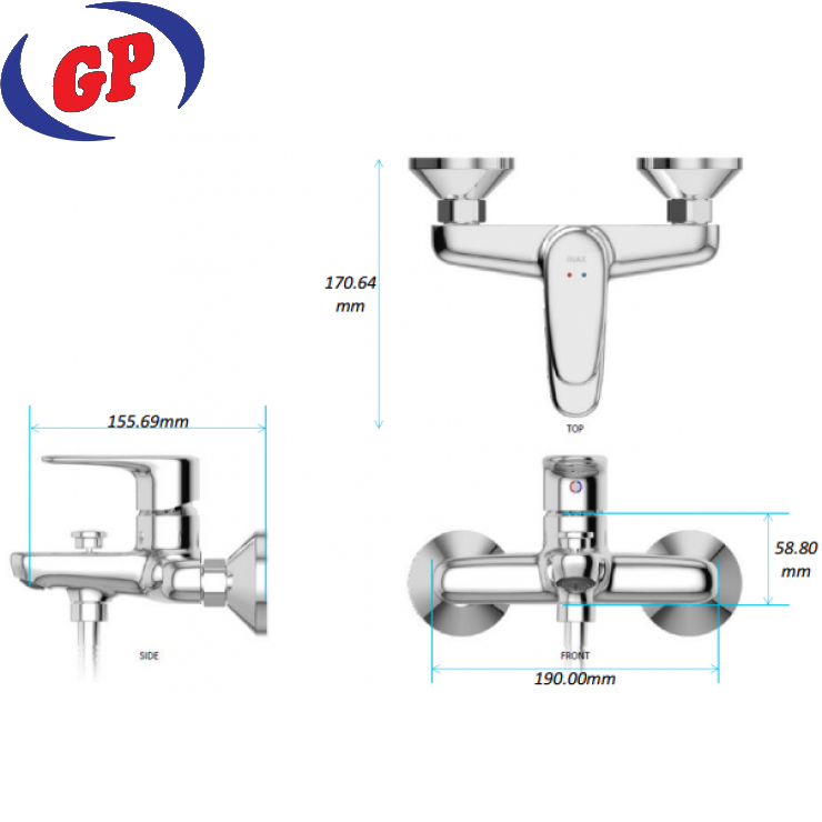 Vòi Sen Tắm Nóng Lạnh Inax BFV-1113S-4C Tay Sen Mạ