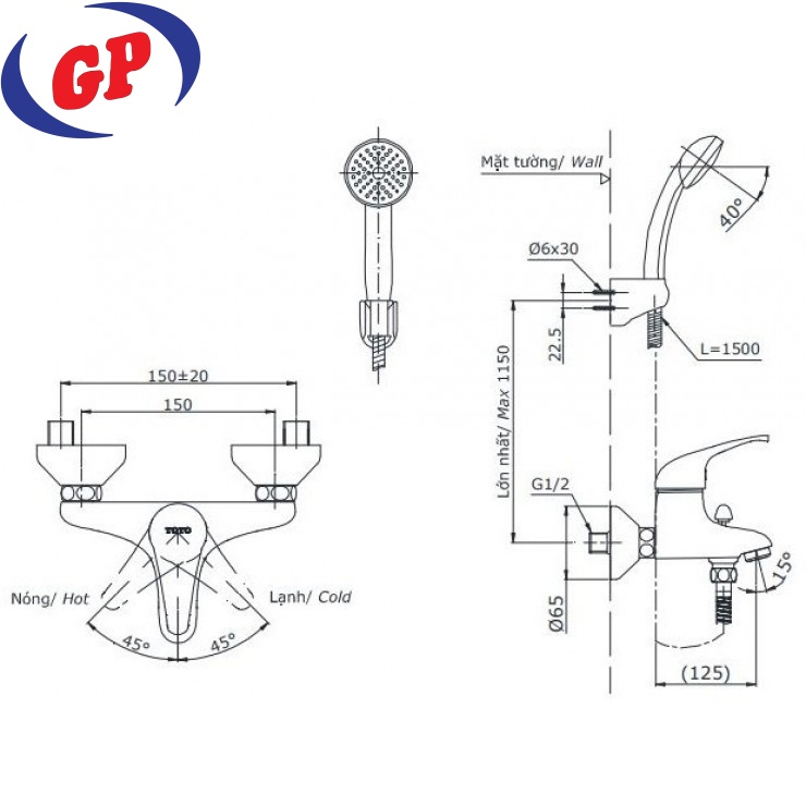 Vòi Sen Tắm TOTO DGM301CFNS Nóng Lạnh