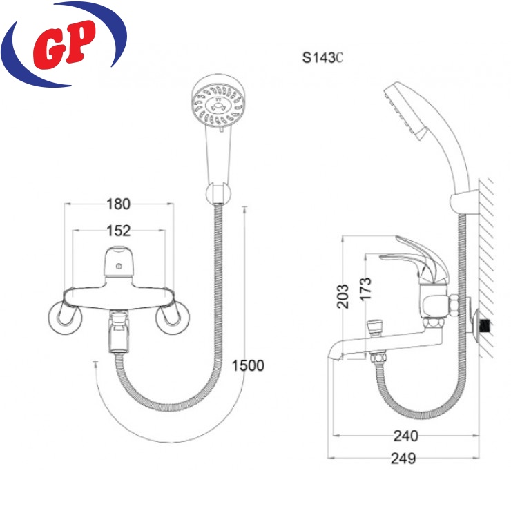 Vòi Sen Tắm CAESAR S143C Xả Bồn Nóng Lạnh