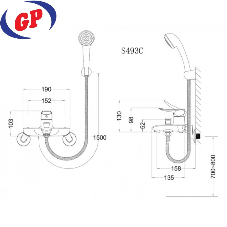 Vòi Sen Nóng Lạnh CAESAR S493C Tay 1 Chế Độ