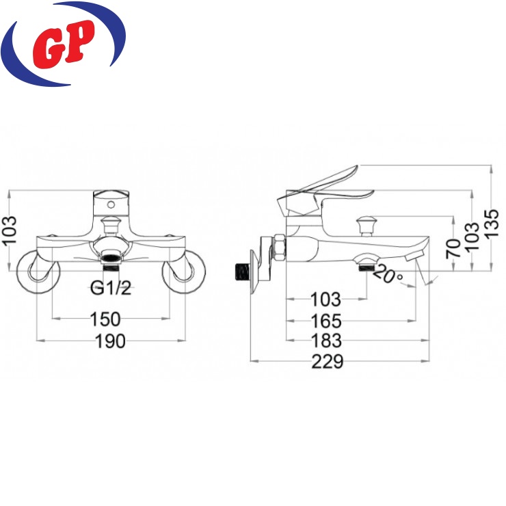 Vòi Sen Caesar S733C Nóng Lạnh 3 Chế Độ Xả Bồn