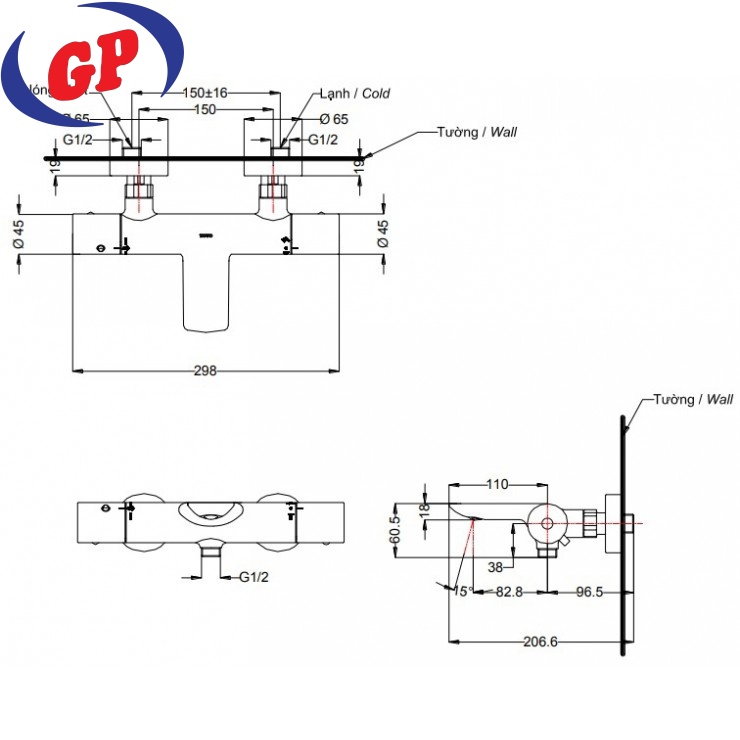 Van Điều Chỉnh Nhiệt Độ TOTO TBV01402BA (TBV01402B)