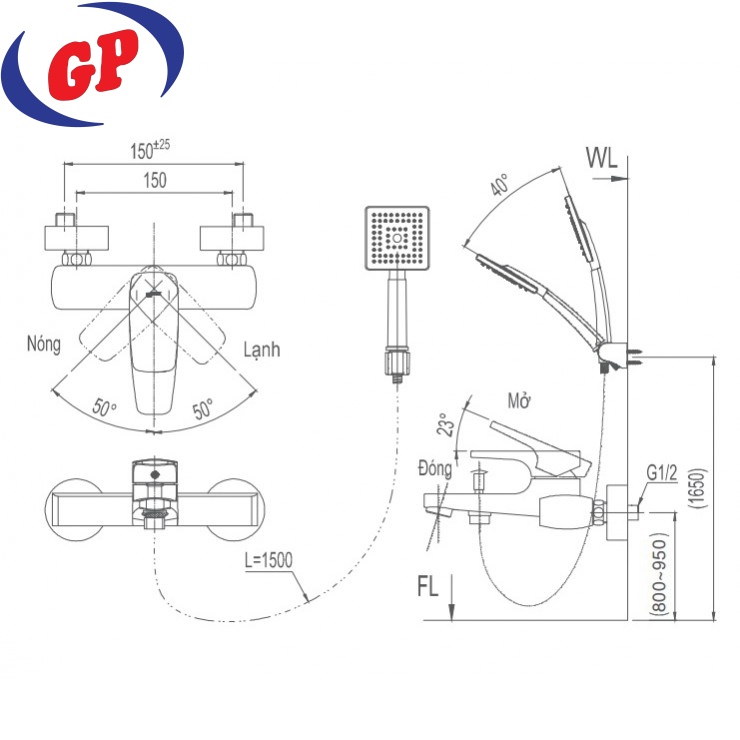 Vòi Sen Tắm Inax BFV-5003S Nóng Lạnh