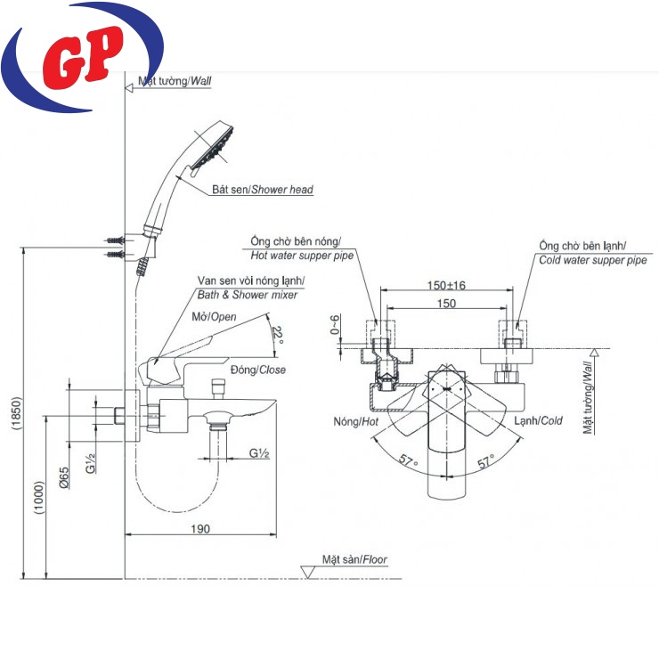 Củ Sen Tắm TOTO TBG02302VA Nóng Lạnh