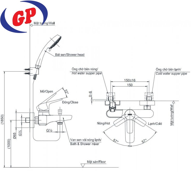 Củ Sen Tắm TOTO TBG03302VA Nóng Lạnh