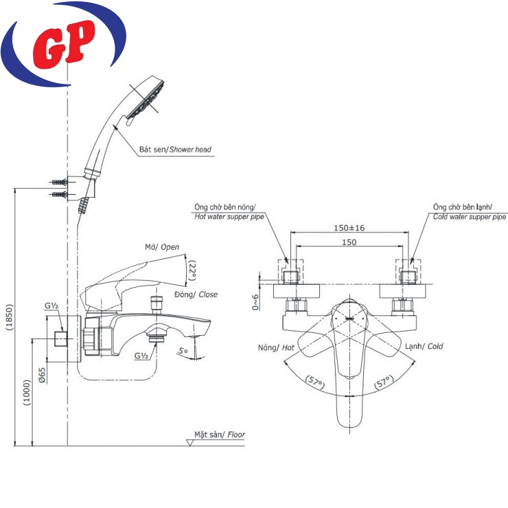 Củ Sen Tắm TOTO TBG09302VA Nóng Lạnh