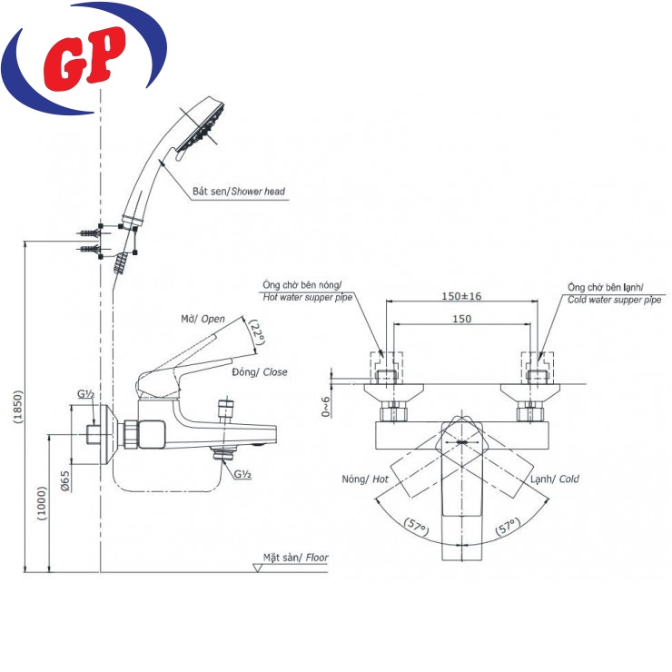 Củ Sen Tắm TOTO TBG10302VA Nóng Lạnh