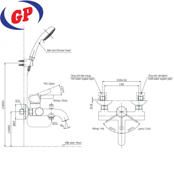 Củ Sen Tắm TOTO TBG11302VA Nóng Lạnh