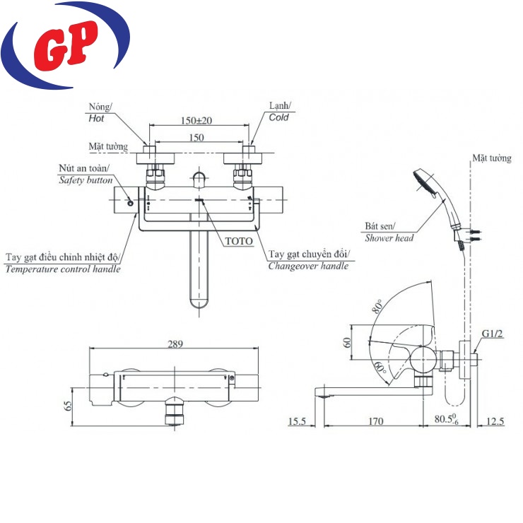 Củ Sen Tắm TOTO TBV03429V Nhiệt Độ