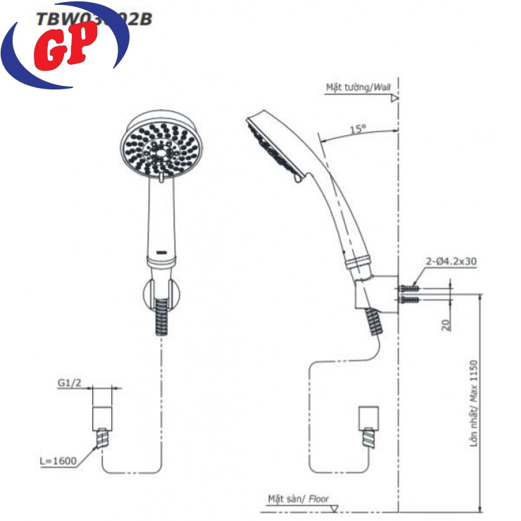 Tay Sen TOTO TBW03002B Massage 5 Chế Độ